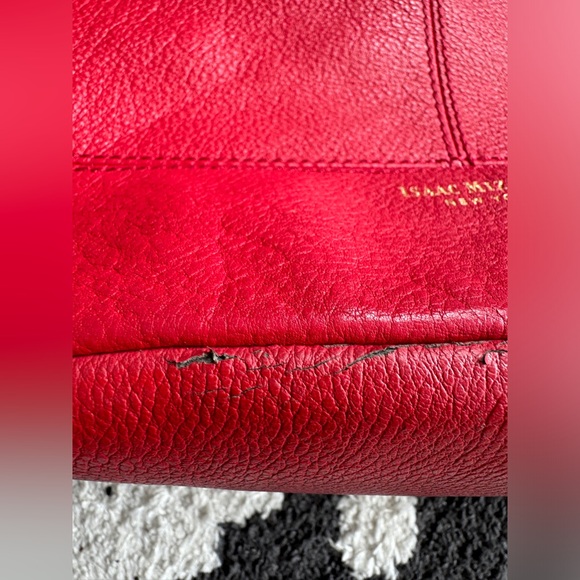 Isaac Mizrahi Red Pebbled Leather Tote - Picture 4 of 7